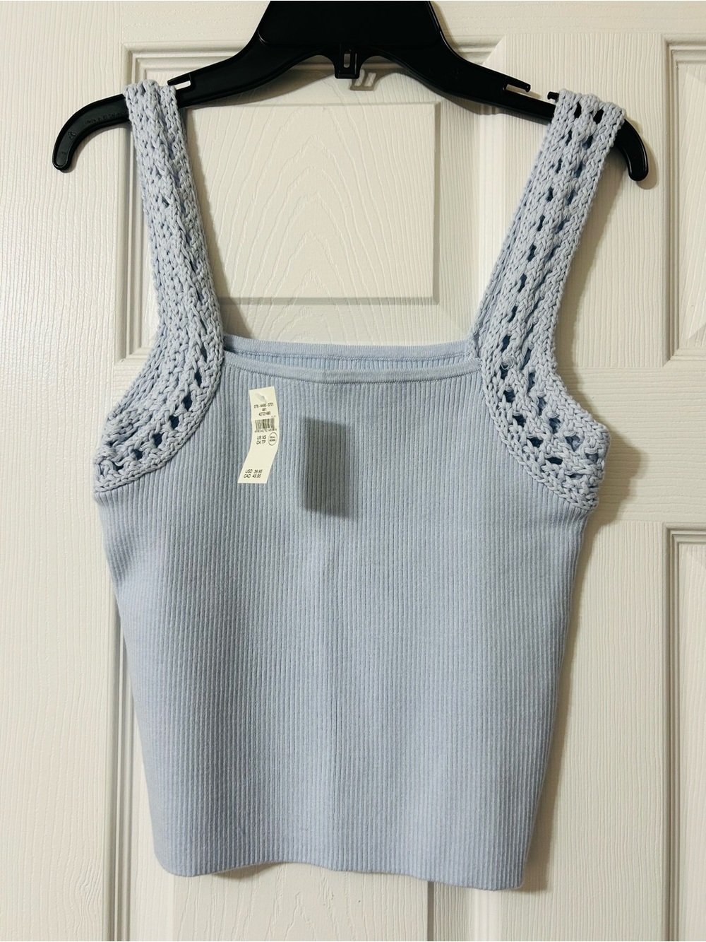 Aerie Light Blue Knit Tank with Crochet Straps (New w/Tags) Size XS